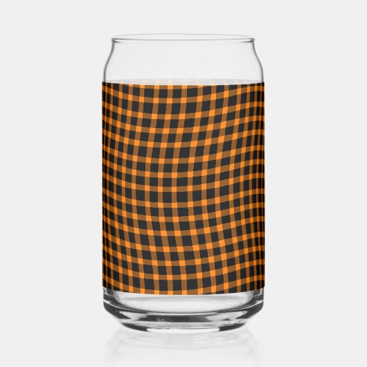 Orange Brown Plaid Checker Seamless Pattern ガラス缶 (裏面)