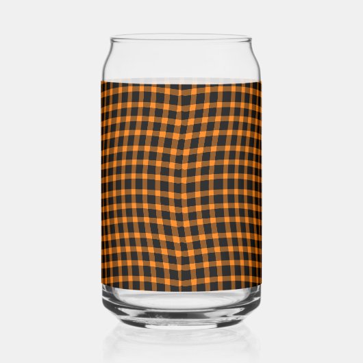 Orange Brown Plaid Checker Seamless Pattern ガラス缶 (右)