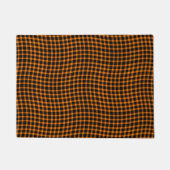 Orange Brown Plaid Checker Seamless Pattern ドアマット (正面)