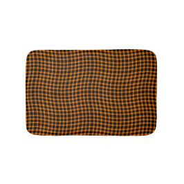 Orange Brown Plaid Checker Seamless Pattern バスマット