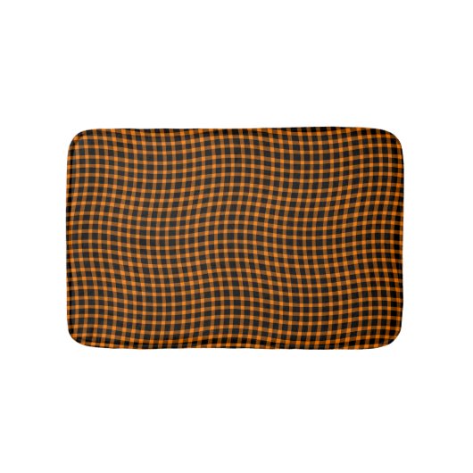 Orange Brown Plaid Checker Seamless Pattern バスマット (正面)