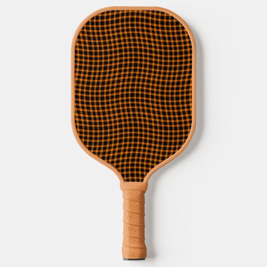 Orange Brown Plaid Checker Seamless Pattern ピックルボールラケット (正面)