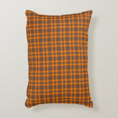 Orange Brown Plaid Pattern アクセントクッション (正面(垂直))