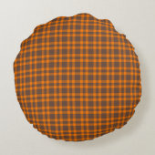 Orange Brown Plaid Pattern ラウンドクッション (裏面)