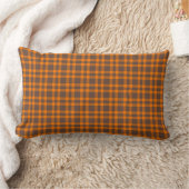 Orange Brown Plaid Pattern ランバークッション (ブランケット)