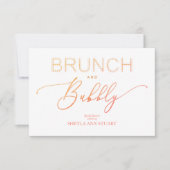 Orange Brunch Bubbly Bridal Shower Typography 招待状 (正面)