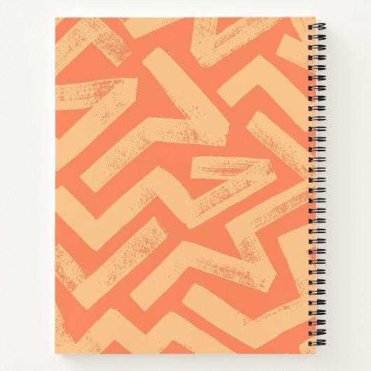 Orange Brush Lines Geometric Pattern Personalized ノートブック (裏面)