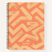 Orange Brush Lines Geometric Pattern Personalized ノートブック (正面)