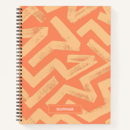 Orange Brush Lines Geometric Pattern Personalized  ノートブック
