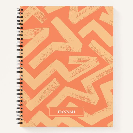 Orange Brush Lines Geometric Pattern Personalized  ノートブック (正面)