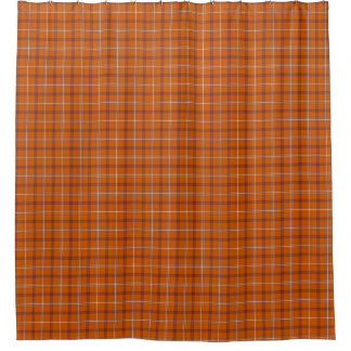 Orange Burgundy Plaid Shower Curtain シャワーカーテン