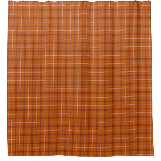 Orange Burgundy Plaid Shower Curtain シャワーカーテン (正面)