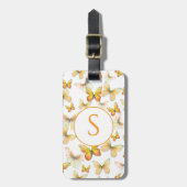 Orange Butterflies Custom Monogram Luggage Tag ラゲッジタグ (正面縦)