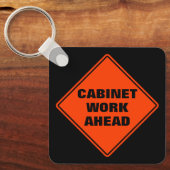 Orange cabinet work ahead personalized road sign  キーホルダー (正面)