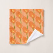 Orange Cala Lily Design バスタオルセット (ウォッシュタオル)