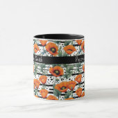 Orange California Poppies Black and White Stripes マグカップ (中央)