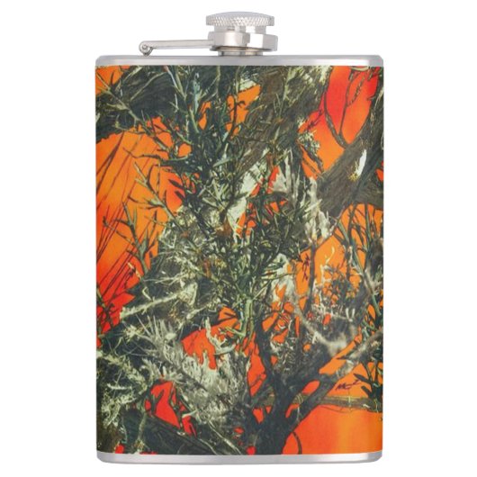 Orange Camouflage Design フラスク (正面)
