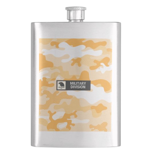 Orange Camouflage Pattern Military  フラスク (正面)