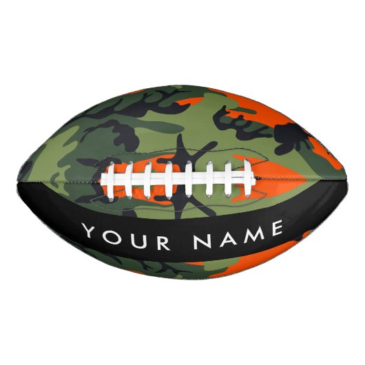 Orange Camouflage Pattern, Your name, Personalize アメリカンフットボール (正面)