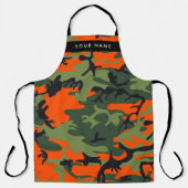 Orange Camouflage Pattern, Your name, Personalize エプロン (正面)
