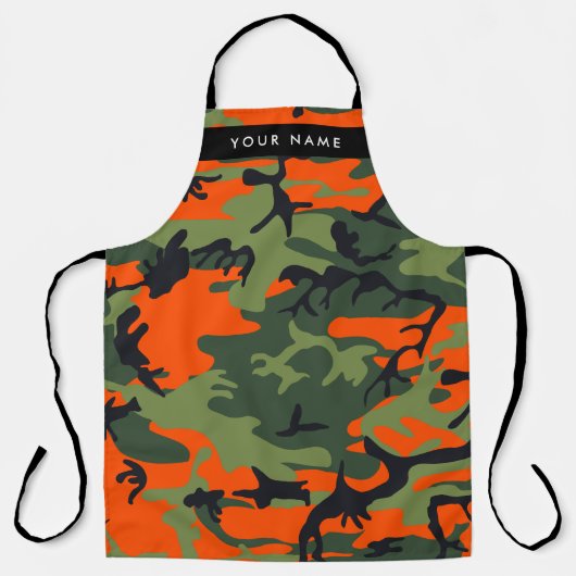 Orange Camouflage Pattern, Your name, Personalize エプロン (正面)