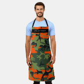 Orange Camouflage Pattern, Your name, Personalize エプロン (着用した状態)
