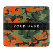 Orange Camouflage Pattern, Your name, Personalize カッティングボード (正面)