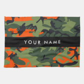 Orange Camouflage Pattern, Your name, Personalize キッチンタオル (横)
