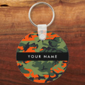 Orange Camouflage Pattern, Your name, Personalize キーホルダー (正面)