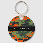 Orange Camouflage Pattern, Your name, Personalize キーホルダー (裏面)