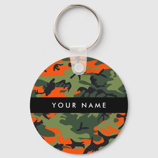 Orange Camouflage Pattern, Your name, Personalize キーホルダー (裏面)