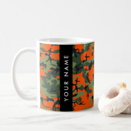 Orange Camouflage Pattern, Your name, Personalize コーヒーマグカップ