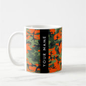 Orange Camouflage Pattern, Your name, Personalize コーヒーマグカップ (左)