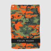 Orange Camouflage Pattern, Your name, Personalize ゴルフタオル (正面)