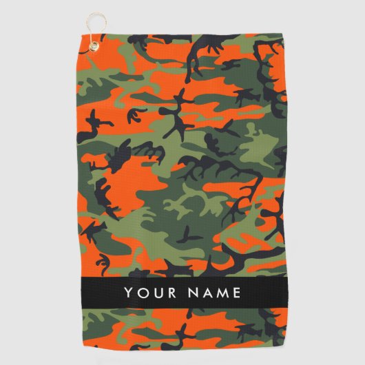 Orange Camouflage Pattern, Your name, Personalize ゴルフタオル (正面)