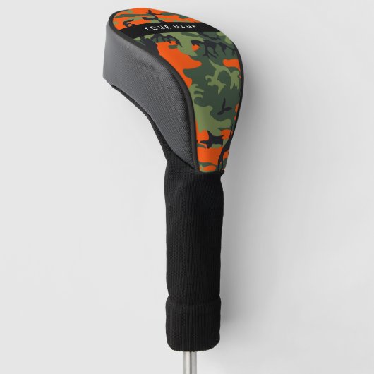 Orange Camouflage Pattern, Your name, Personalize ゴルフヘッドカバー (アングル)