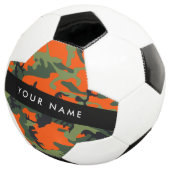 Orange Camouflage Pattern, Your name, Personalize サッカーボール (3/4)