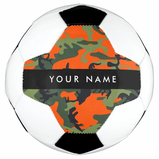 Orange Camouflage Pattern, Your name, Personalize サッカーボール (正面)
