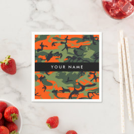 Orange Camouflage Pattern, Your name, Personalize スタンダードカクテルナプキン