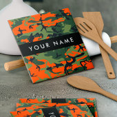 Orange Camouflage Pattern, Your name, Personalize タイル
