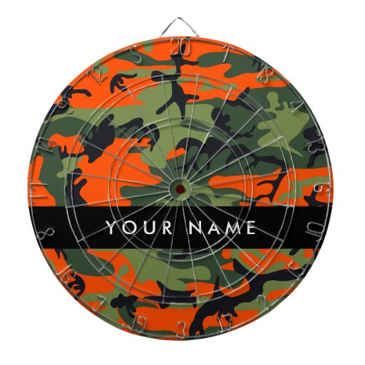 Orange Camouflage Pattern, Your name, Personalize ダーツボード (正面)