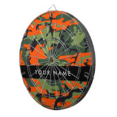 Orange Camouflage Pattern, Your name, Personalize ダーツボード (正面右)