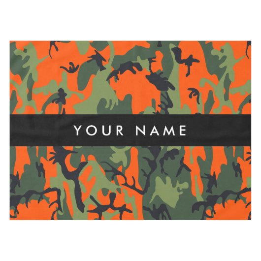 Orange Camouflage Pattern, Your name, Personalize テーブルクロス (正面(横))