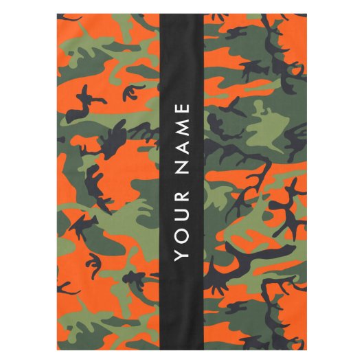 Orange Camouflage Pattern, Your name, Personalize テーブルクロス (正面)