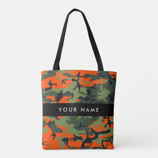 Orange Camouflage Pattern, Your name, Personalize トートバッグ (裏面)