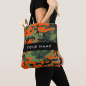 Orange Camouflage Pattern, Your name, Personalize トートバッグ (クローズアップ)