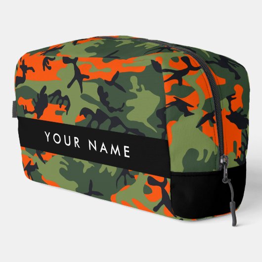 Orange Camouflage Pattern, Your name, Personalize ドップキット (右コーナー)