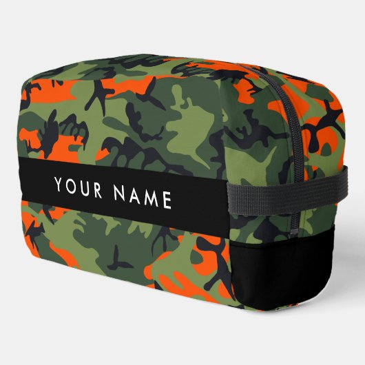 Orange Camouflage Pattern, Your name, Personalize ドップキット (左コーナー)