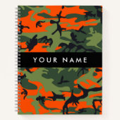 Orange Camouflage Pattern, Your name, Personalize ノートブック (正面)