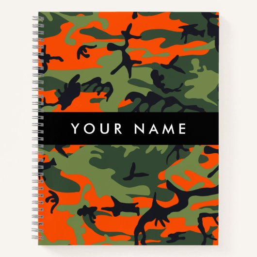 Orange Camouflage Pattern, Your name, Personalize ノートブック (正面)